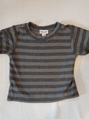 Splendid Kids Gray and Charcoal Striped Short Sleeve Tee